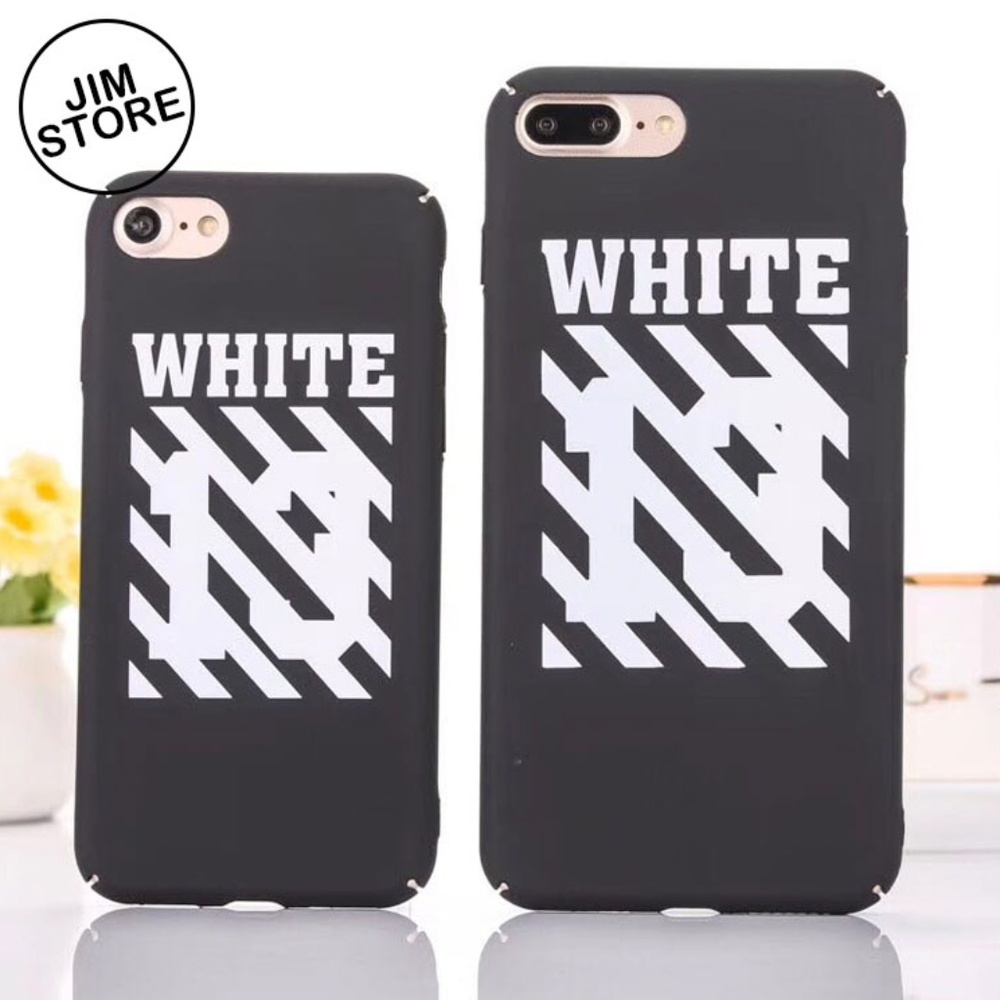 OFF WHITE Logo Black Stripe Matte iPhone Case